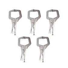 Locking C-Clamp 5 Pack 11 Inch Adjustable Pliers Grip With Swivel Pads Vise