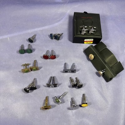 Huge Lot Of Vintage Cufflinks Blue, Green And Red And Many More Color Varia L4