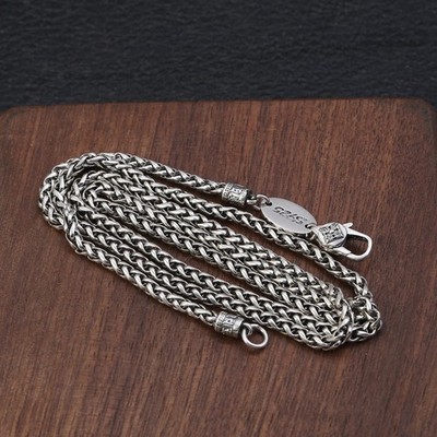 silver 太デザインチェーン　55cm×3mm ヴィンテージ　ビンテージ 925 Sterling Silver SPIGA WHEAT CHAIN Necklace Vintage Thai