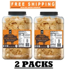 2 PACK Member'S Mark Original Fried Pork Rinds 32 Oz total . FREE SHIPPING