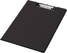 Q-Connect A4 Foolscap Clipboard Folder PVC Foldover Clip Board Black Office
