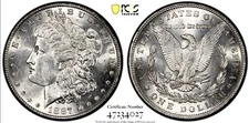 1887/6 MORGAN SILVER DOLLAR VAM 2 TOP 100 PCGS MS62 GOLD SHIELD