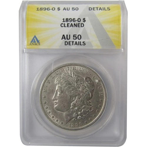 1896 O Morgan Silver Dollar AU 50 Details ANACS $1 Coin SKU:I24948