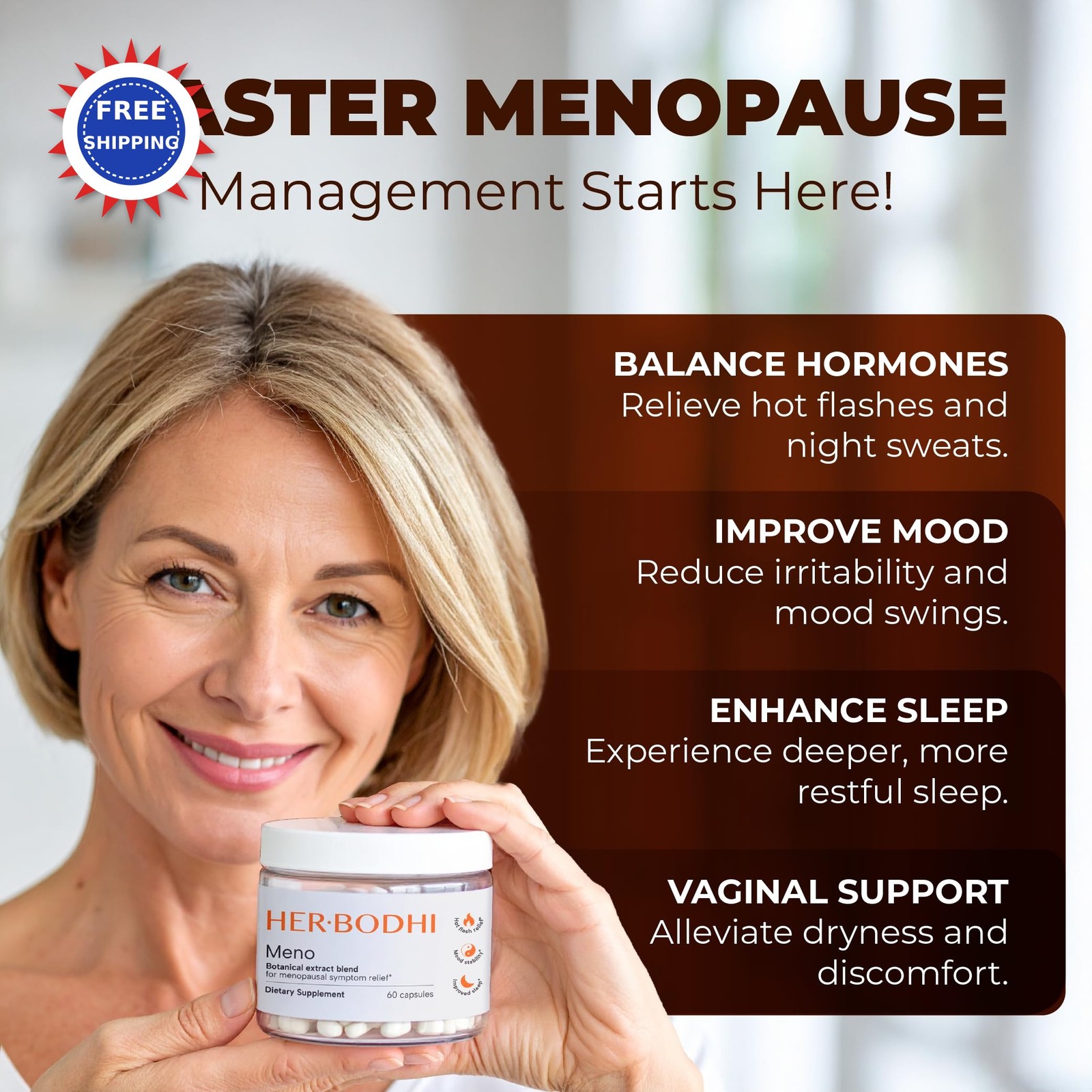 Menopause Supplement Hormonal Balance Women Estrogen Soy Isoflavones 120Caps thumbnail 3