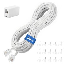 Phone Extension Cord 50 FT, Long Telephone Extension Line Cable with RJ11 Plu...