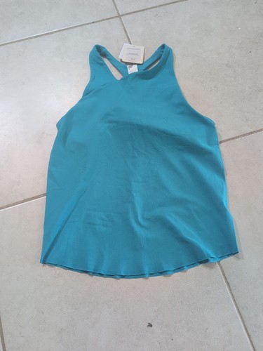 Fabletics Sculptknit Keyhole Built In Bra Tank Top Womens Large Teal Active NEW - Afbeelding 1 van 4