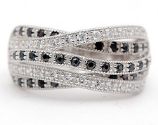 1CT Treated Black Sapphire Topaz 925 Solid Sterling Silver Ring Sz 7 UB3-5