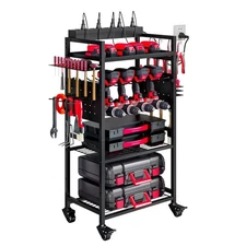 Large Power Tool Organizer Cart with Charging Station, Garage Floor Standing ...