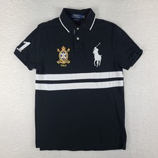 Polo Ralph Lauren Polo Shirt Mens Medium Black BIG PONY RUGBY Custom Slim Fit