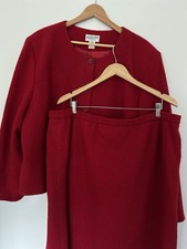 Pendleton Wool Suit Jacket Skirt Set Red Boucl  Valentine RED Career Wear SZ 24W