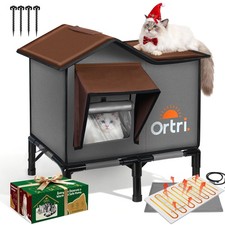Outdoor Heated Cat House for Outside: Winter Insulated Weatherproof 20" 14.