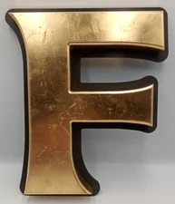 Reclaimed Vintage 13” Gold Sign Letter F  Name Initial Salvaged Pub Shop Wedding
