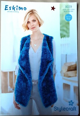 Neu Orig Stylecraft Eskimo Dk Damen Wasserfall Weste Strickmuster 9229