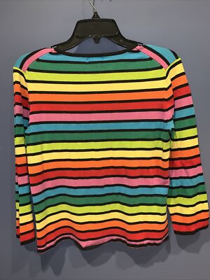 Womens Medium Striped Sweater, Vintage City Silk, Silk Blend, Pride, Rainbow