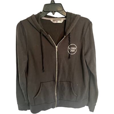 Victoria's Secret Jacket hoodie Sport circle logo black full zip up sweatshirt M