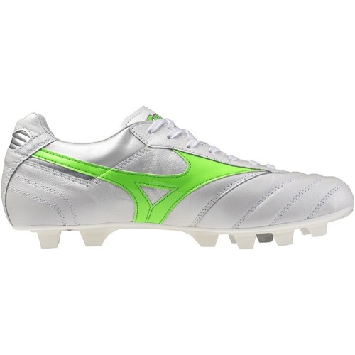 MIZUNO Soccer Cleats MORELIA 2 JAPAN P1GA250137 White/Neon Green Short tan NEW - Picture 3 of 7