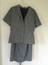 Ann Taylor Size 12 Gray Tweed 2 Piece Dress Suit Women Formal Modern Style
