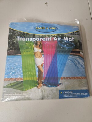Vintage Sand N Sun Transparent Air Mat 6 Ft Inflatable New Blue Pool Float