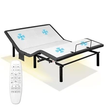 Queen Size Adjustable Bed w/Incline, Remote Control, Massage, Nightlight