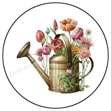 WATERING CAN WITH FLOWERS ENVELOPE SEALS LABELS PARTY FAVORS STICKERS