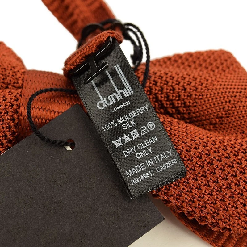 Pajarita DUNHILL Para Hombres Sienna Marrón RAYAS Preatada Seda Morera Tejida Italia Nueva con Etiquetas Foto 2 de 2