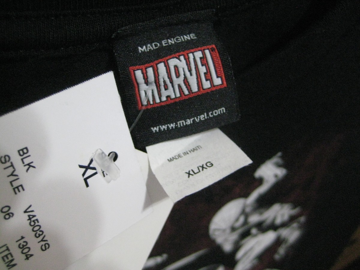 Chemise Noire Marvel - Taille XS (Adulte/Jeunesse) - Motifs Hulk, Wolverine, Iron Man, Spiderman...