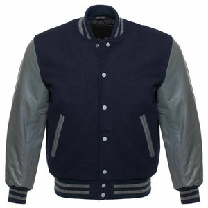 blue and grey varsity jacket