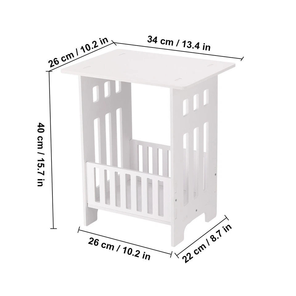Mesa Hogar Almacenamiento Extremo Dormitorio Mesa para Soporte Blanco Mesita de Noche Moderna Foto 3 de 4