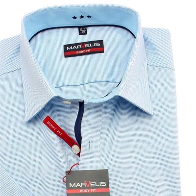 MARVELIS Hemd BODY FIT MICRO-Karo halbarm