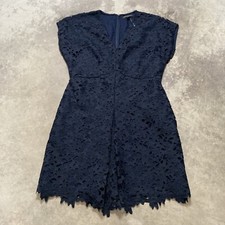 Banana Republic Dress Womens 14 Navy Blue Crochet Lace Floral Dolman Sleeve