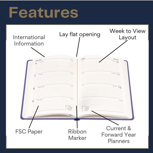 Legacy Mid Year Diary Planner A5 Week To View Academic Year 2024-25 - Blue - ... - Picture 5 of 7