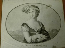 ANTICA INCISIONE"LA BELLA BOLOGNESE" LUPOLI VIA TOLEDO NAPOLI. EPOCA 1800