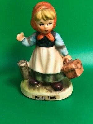 Kelvin's Picnic Time Young Girl Porcelain Figurine Vintage Japan