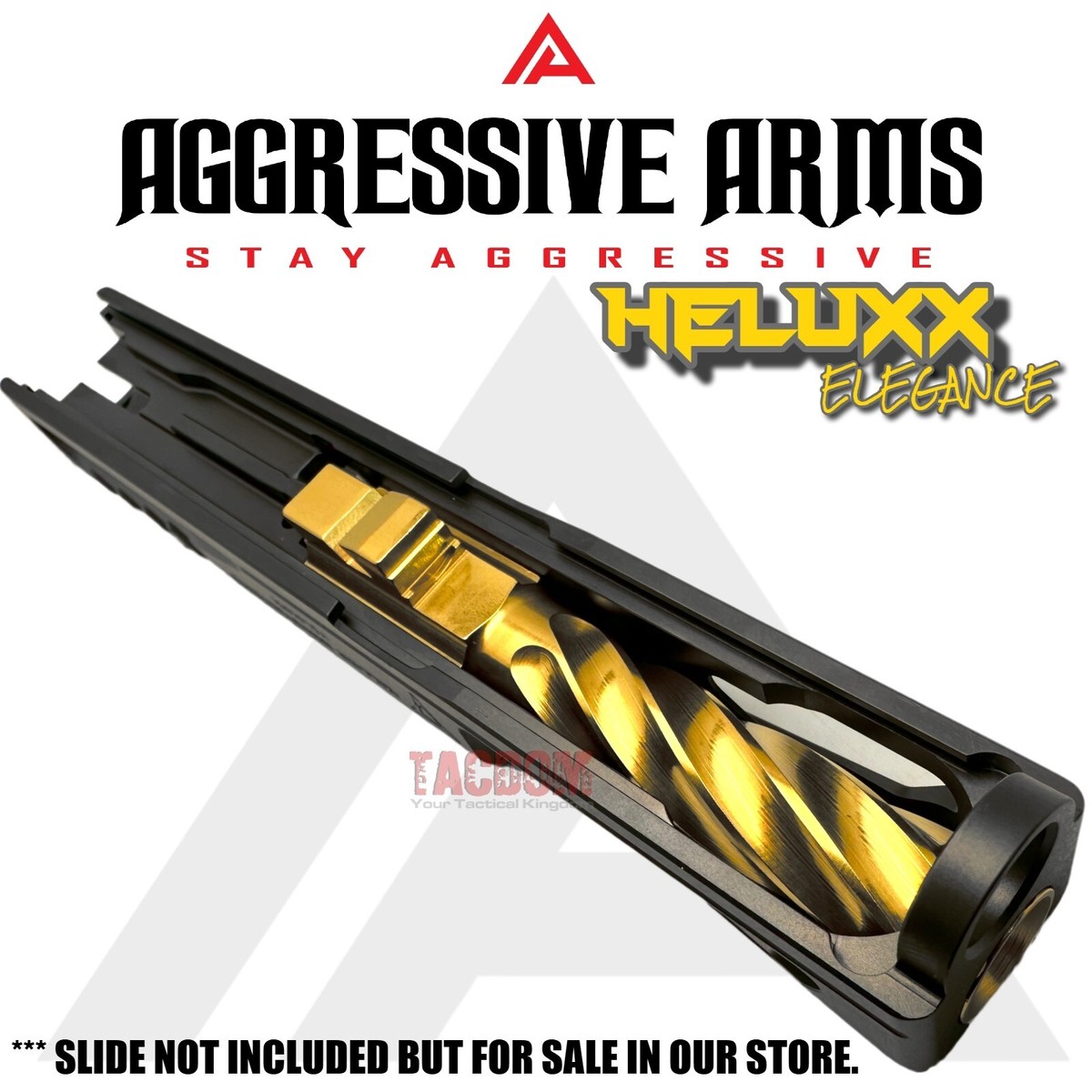 AGGRESSIVE ARMS HELUXX SHINY GOLD PLATE SPIRAL 9mm FLUSH CRN