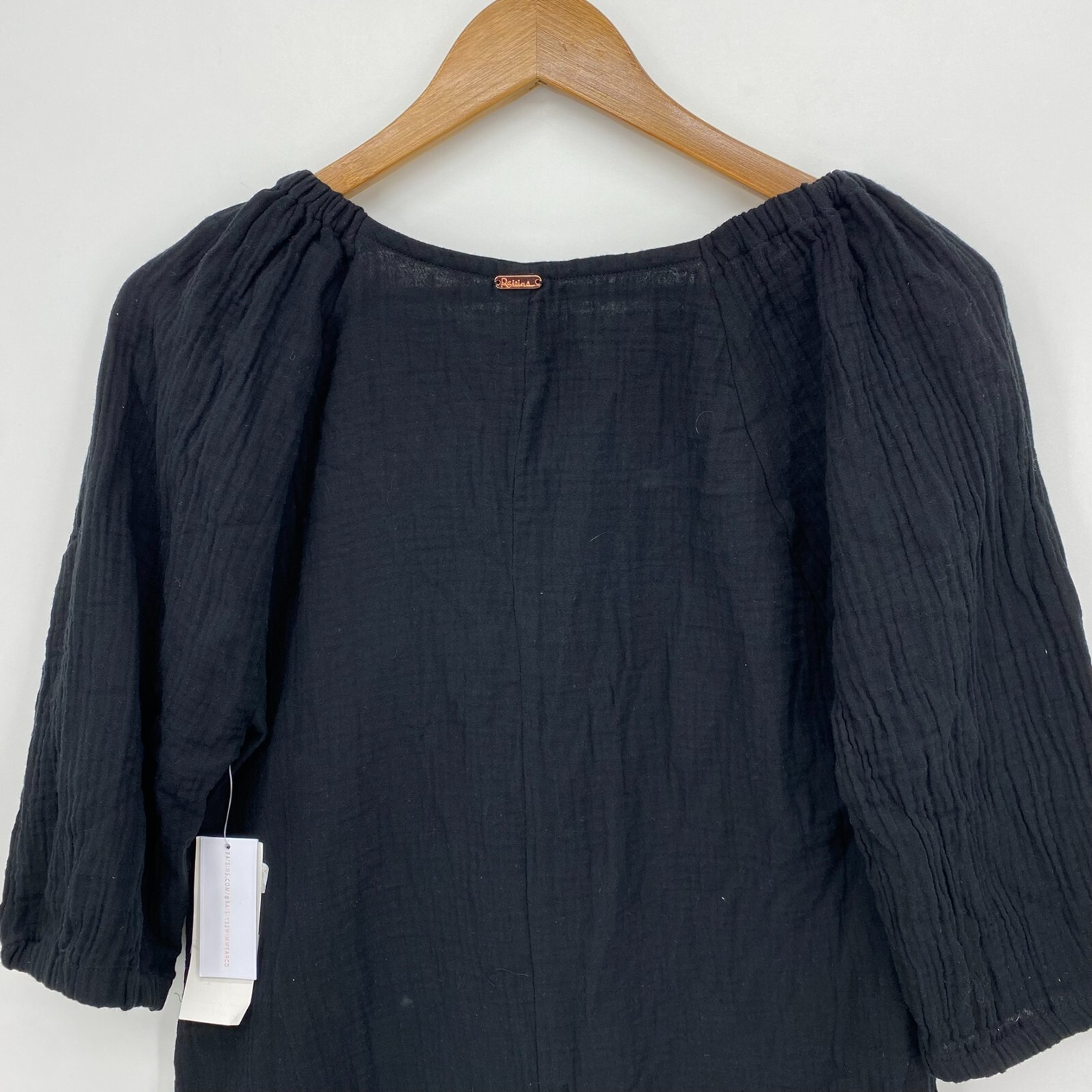 Raisins Cotton Solid Key West Romper Coverup Black Women's Size Medium