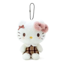 New Japan Sanrio Hello Kitty Mocha Check Mascot Plush Key Chain Bag Holder Toy
