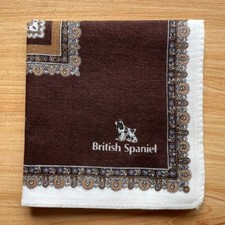 HANDKERCHIEF VINTAGE BROWN PAISLEY BANDANA MEN'S POCKET SQUARE COTTON 16" D0564