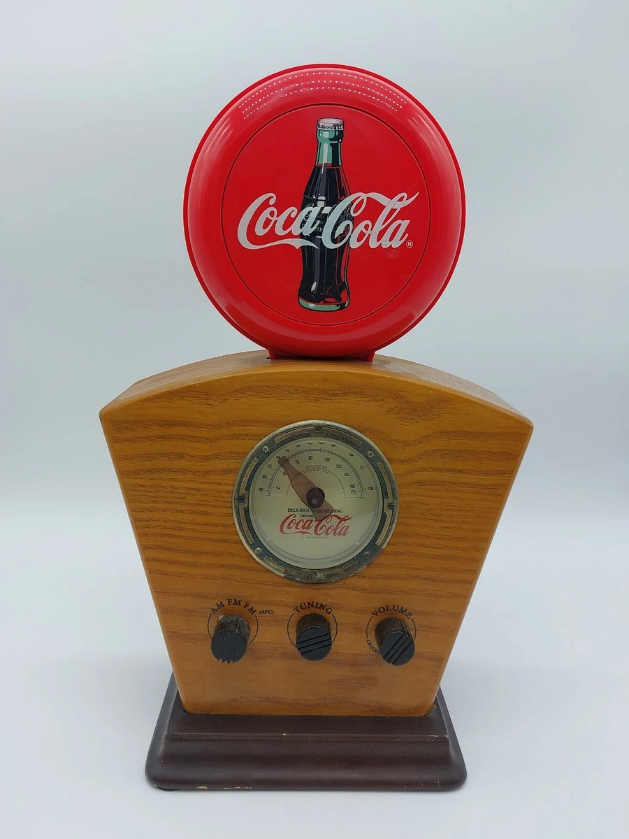 Coca-Cola Wooden Case AM/FM Radio Lighted Dial & Globe Retro