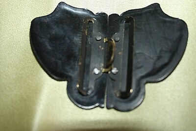 Vintage Antique Bakelite Art Deco Carved Black Belt Buckle  display picture 3