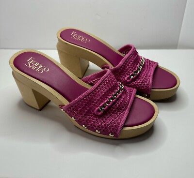 Franko Sarto Capri Platform Pink Heels Woven Basketweave Sandals Size 9