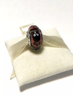 Pandora LADYBIRD Ladybug Cinnamon Murano Glass Brown Charm 925 ALE + Box 790655
