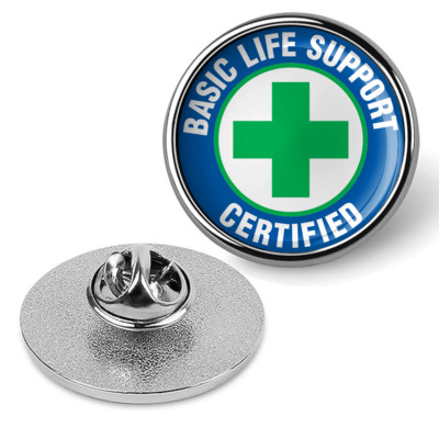Basic Life Support Certified First Aid Kit Signs Hat Pin Lapel Tie Tac - Silver