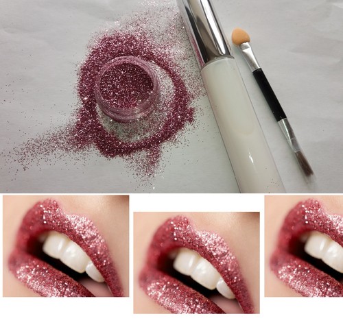 glitter lips blush pink make up kit lipstick gel lip adhesive