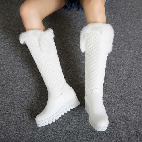 Mujeres Invierno Cálido Media pantorrilla Rodilla Puntera Redonda Alta Suela Gruesa Nieve Botas 41 42 43 D - Imagen 8 de 14