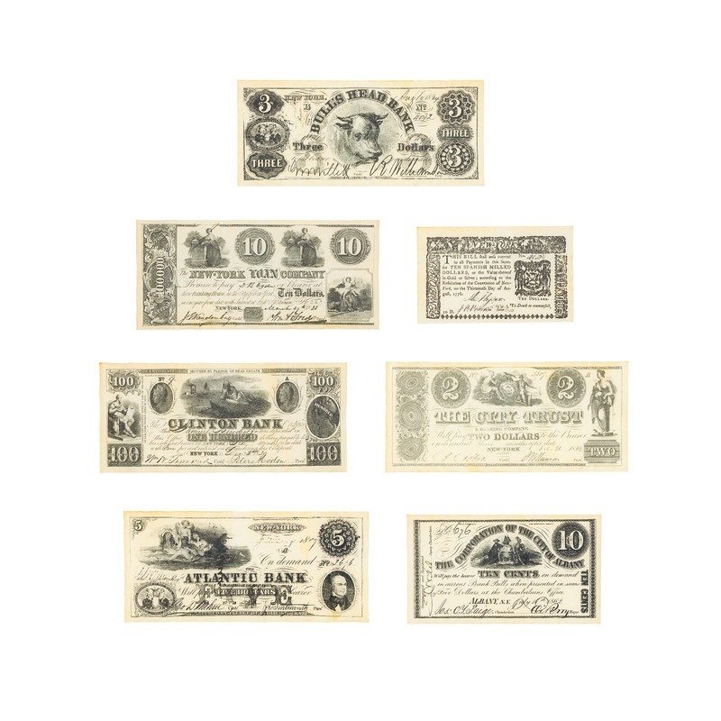Set of 6 different New York 1776-1864 Reproduction Uniface Currency
