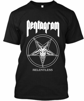T-Shirt Uomo Gildan Heavy Cotton Nero Pentagram – Nuova Senza Etichette Taglie S-5XL