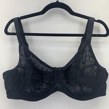 Glamorise 46C Bra Black Underwire Lace Back Closure Sheer 9855 NEW
