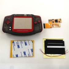 Red Lens--IPS V2 LCD Screen Mod Pre-cut Clear Black Shell For Game Boy Advance