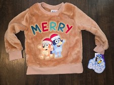 Unisex Boys  Girls Bluey Pullover Faux Fur Sweatshirt Crewneck Sz 18 Months New