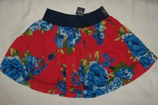 NWT ABERCROMBIE FITCH WOMEN MINI SKIRT Red/Blue Floral Elastic waistband Size S